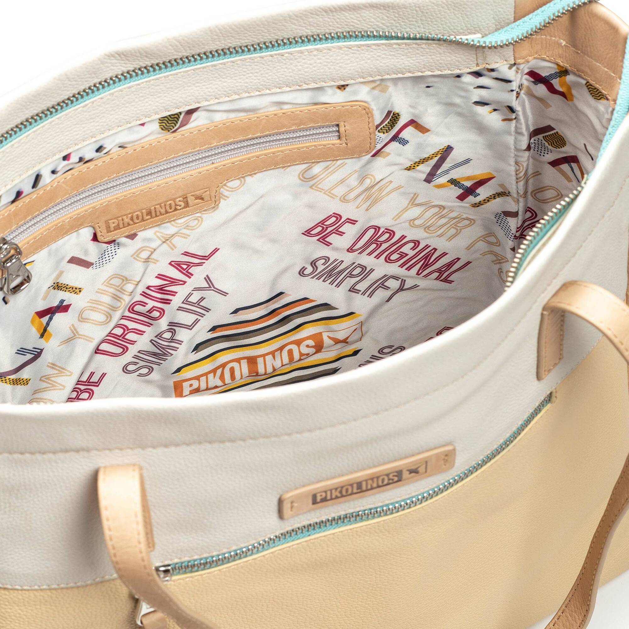 Wielokolorowa torba shopperka damska - NATA-CREAM