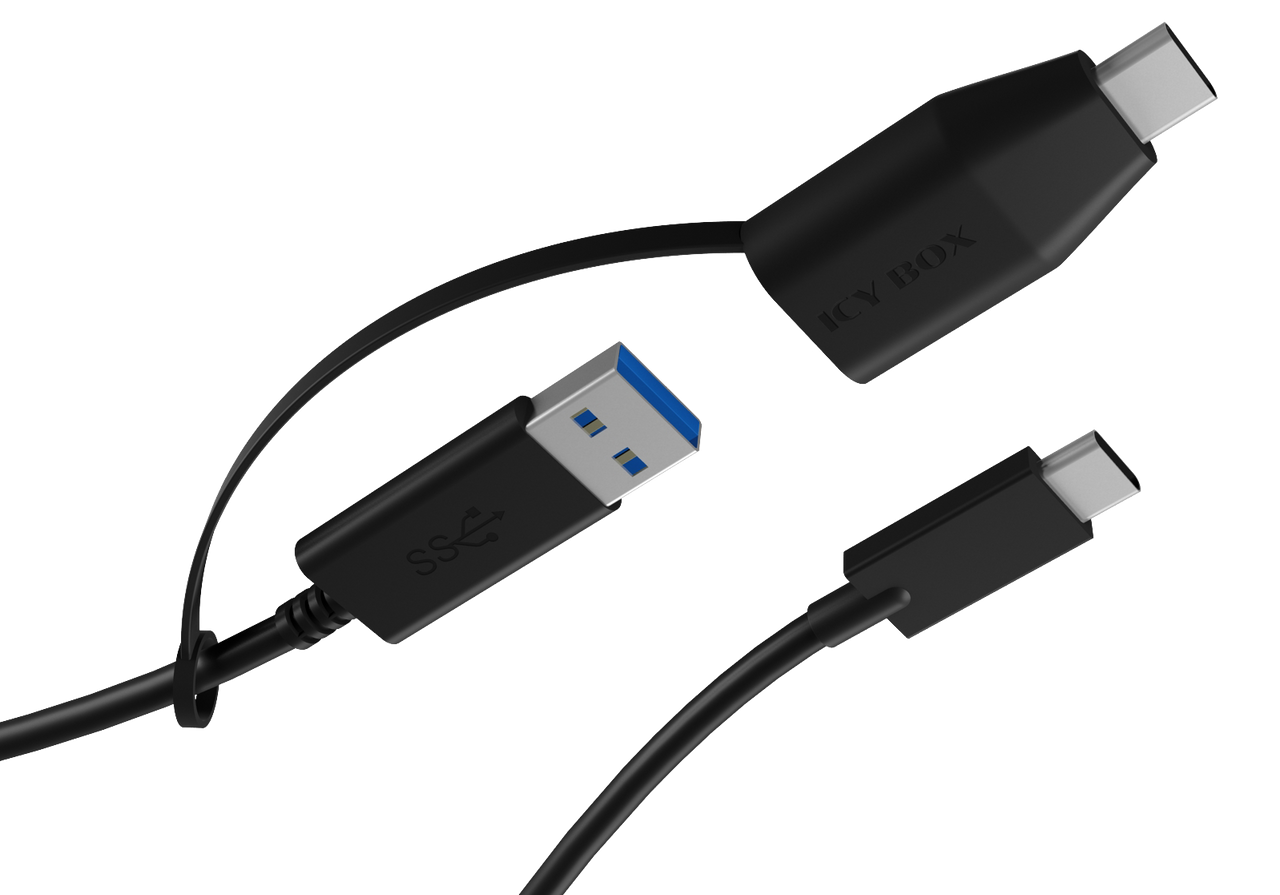 ICY BOX IB-CB034, USB-C zu USB-A Kabel   USB-A zu USB-C Adapter, 100 cm, USB 3.2 (Gen 2) 10 Gbit/s, schwarz