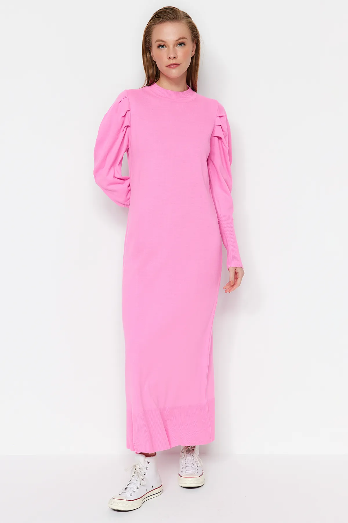 Trendyol Modest  Rosa ungefütterte einfarbige Strickware TCTAW23EB00047