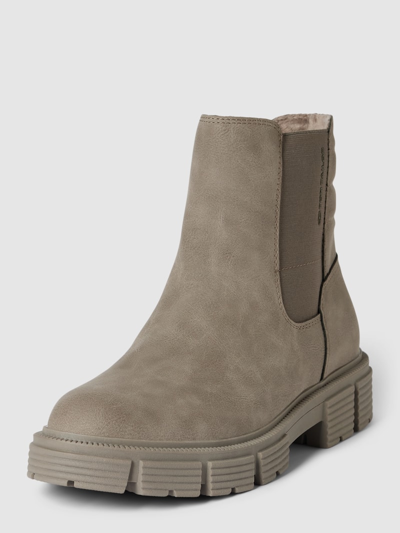 Chelsea Boots in Leder-Optik in taupe