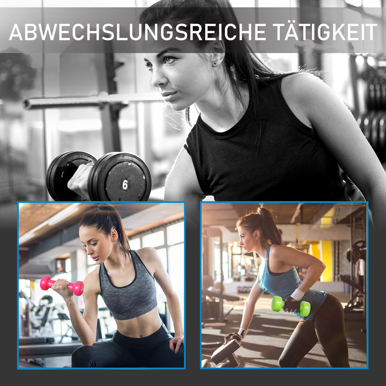 HOMCOM Hantelset Kurzhantel Set mit Koffer Tragbar 4 Hantelpaare 0,5 kg/1 kg/1,5 kg/2 kg für Zuhause und Fitnessstudio Eisen Kunststoff 41 x 30 x 8 cm
