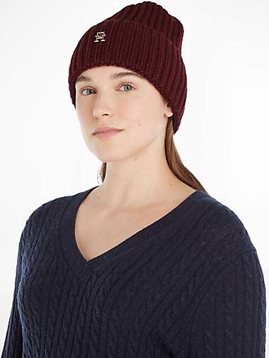 TOMMY HILFIGER Damen Strickmütze mit Wolle und Kaschmir LIMITLESS CHIC BEANIE