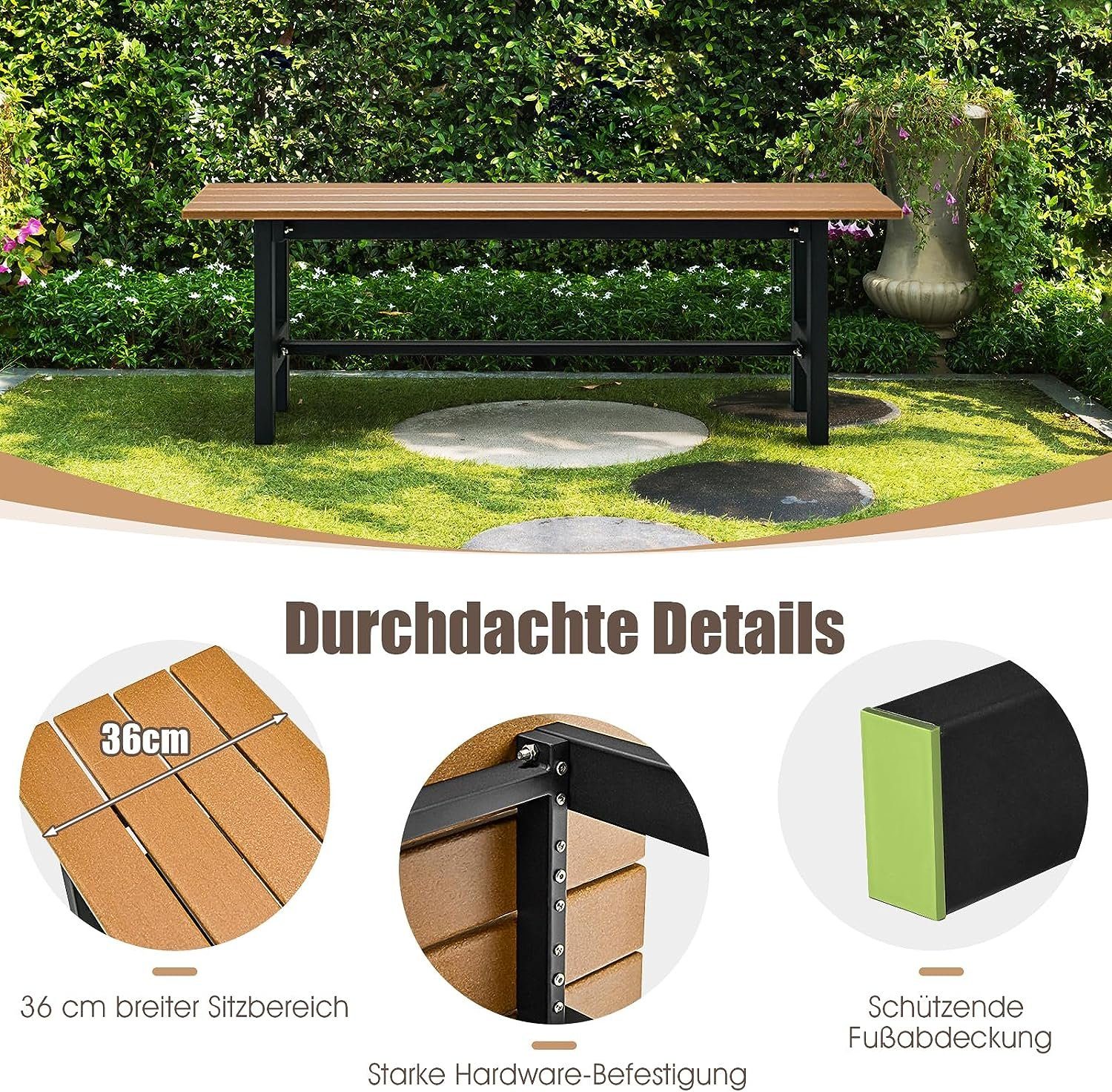 KOMFOTTEU Gartenbank Sitzbank, wetterfest & lichtecht, 120×36×40,5cm