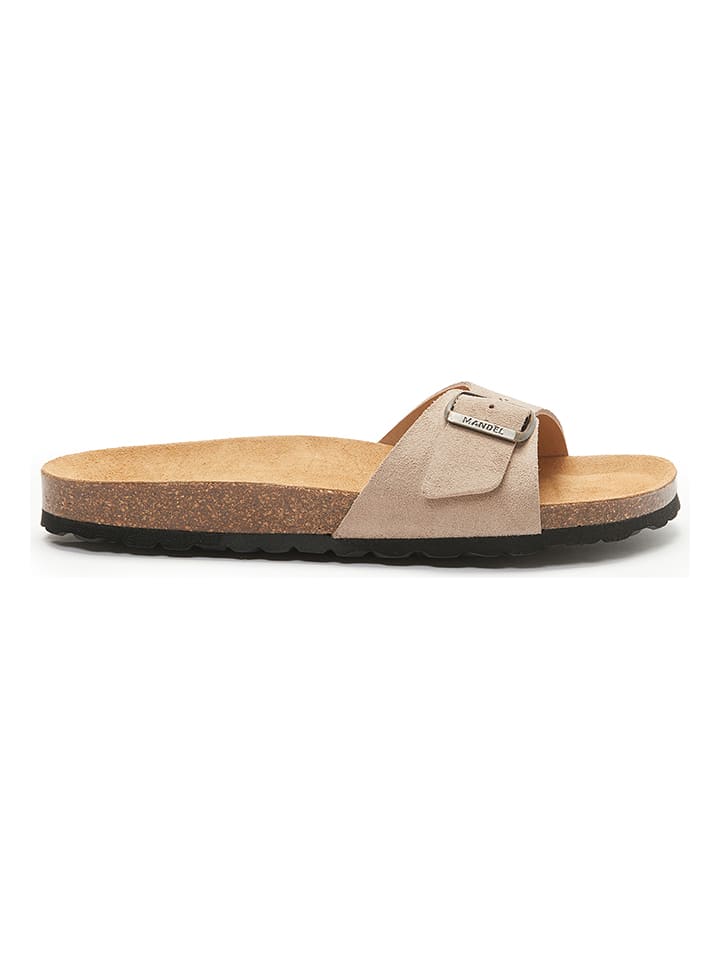 Mandel Leder-Pantoletten in Taupe günstig kaufen