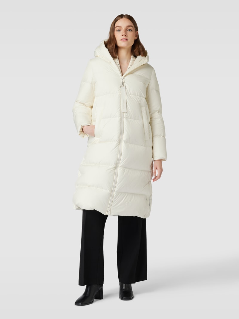 Daunenmantel mit Kapuze in offwhite