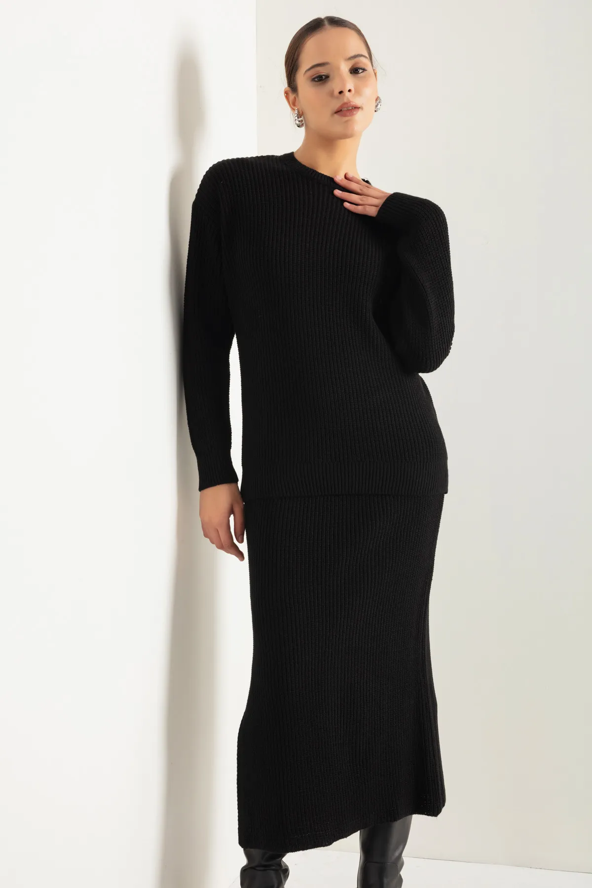Lafaba  Schwarzes Selanik-Strickwaren-Set für Damen