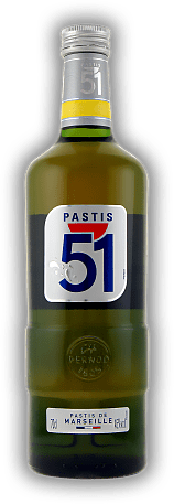 Pastis 51 Pastis 51 Speziell im Südosten Frankreichs, wo dieses Anisgetränk seinen Ursprung hat, wird Pastis 51 in höchstem Maß beliebt. 0,7	 Liter - Vol 45%