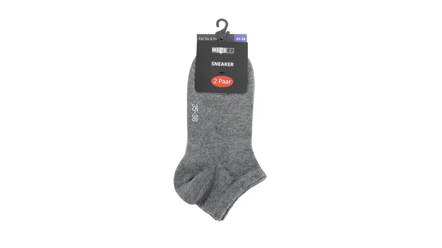 MOVE UP Unisex Sneaker Socken 2er Pack grau meliert