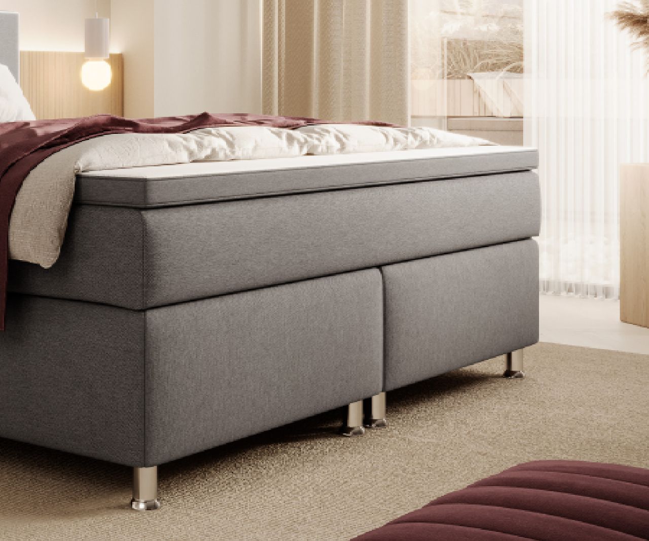 IHG Boxspringbett Gent 180x200cm Grau TFK