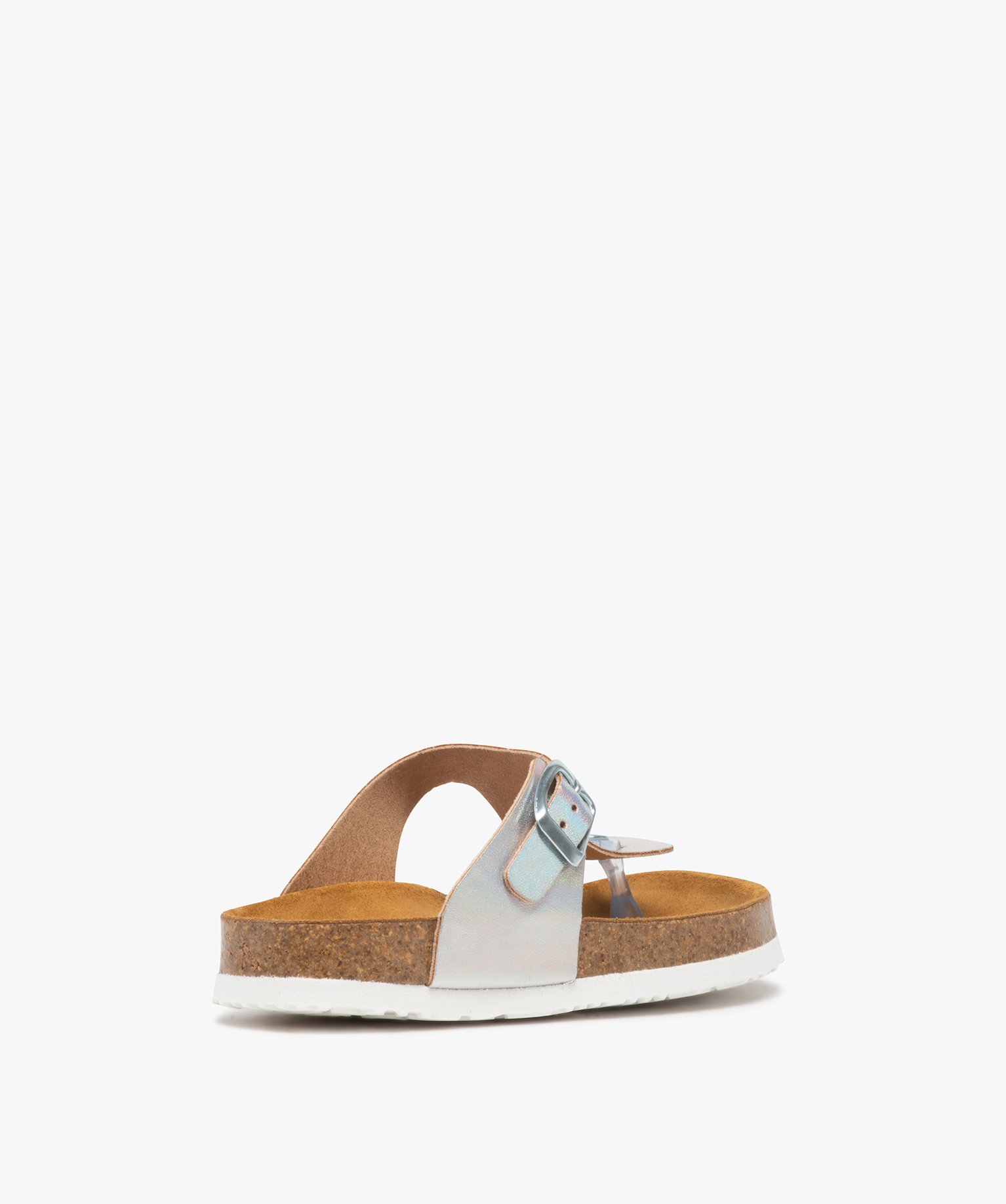 Sandales fille à entre-doigts et large bride en T ajustable blanc | GEMO
