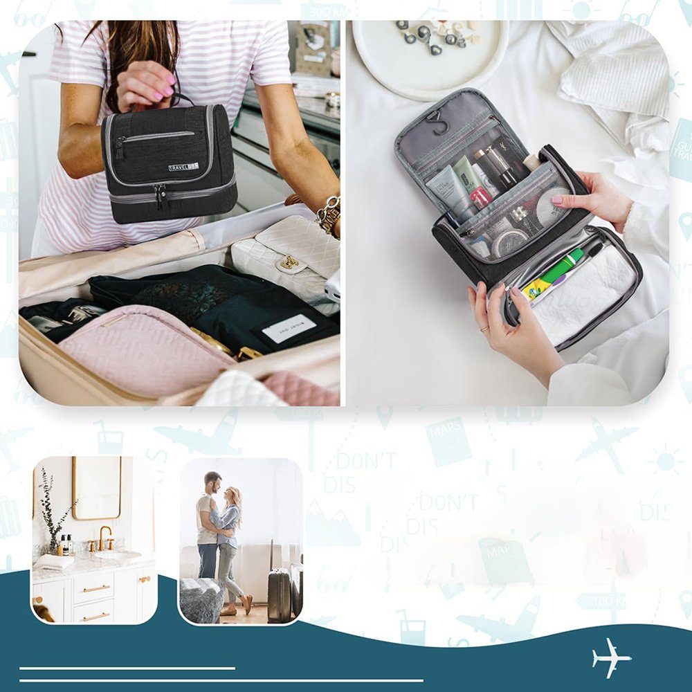 AKKEE Kulturbeutel Kulturbeutel Kulturtasche zum Aufhängen für Herren und Damen (1-tlg., Separate Nasse Und Trockene Lagerung), Kulturtasche, Waschtasche, ideal für den täglichen Gebrauch