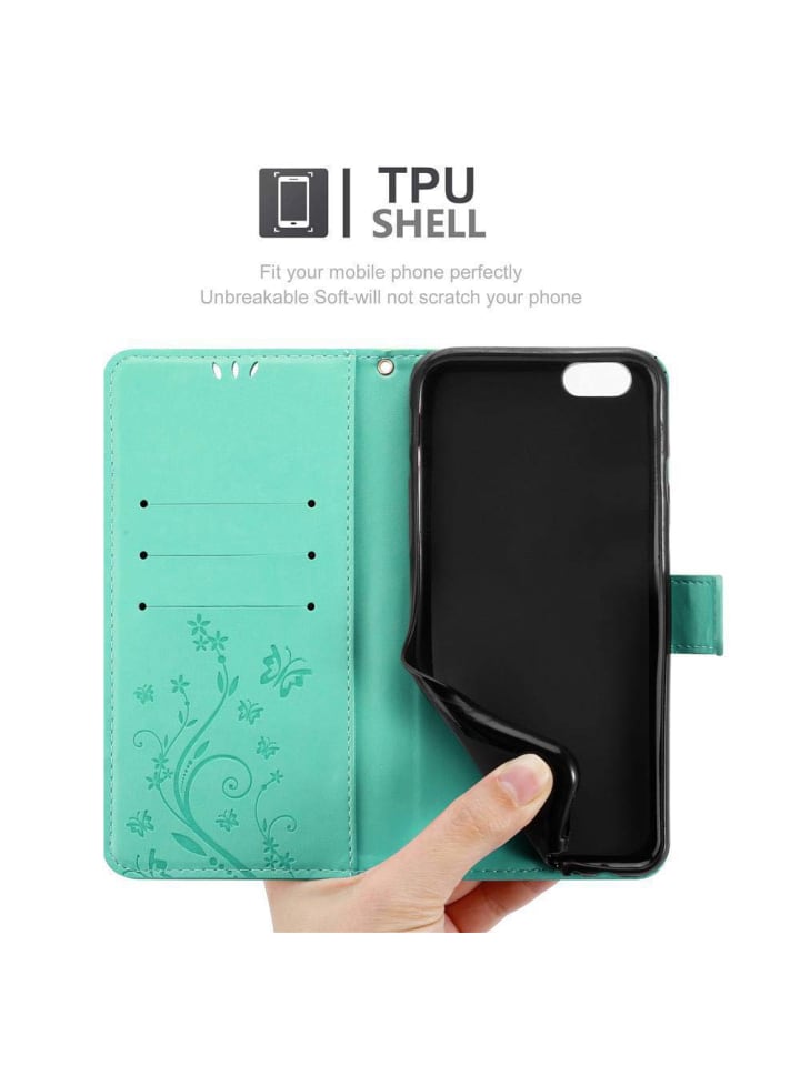 cadorabo Hülle für Apple iPhone 6 / 6S Blumen Design in FLORAL TÜRKIS günstig kaufen iPhone 6 / 6s