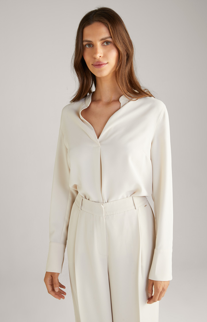 Twill-Bluse in Creme