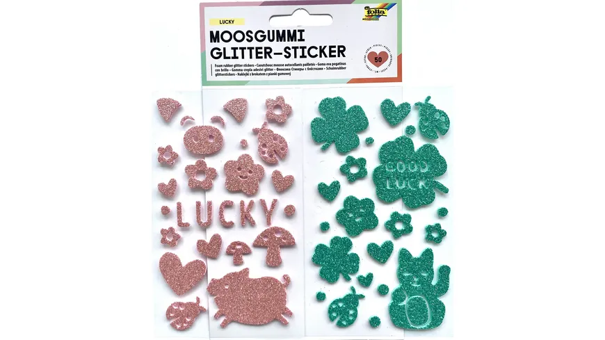 folia Moosgummi Glitter-Sticker LUCKY