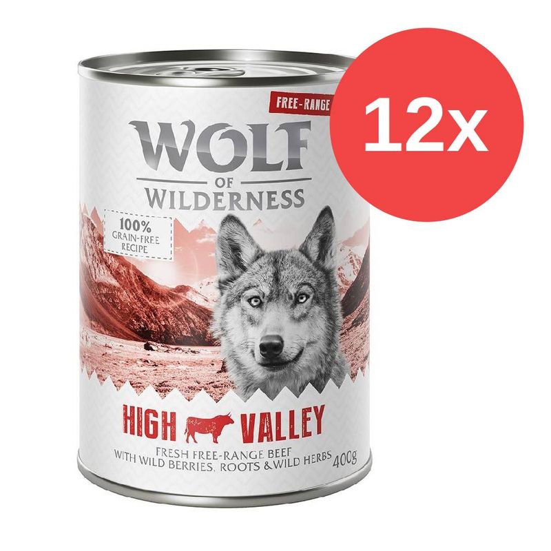 Sparpaket 12 x 400 g Wolf of Wilderness 'Freiland-Fleisch'