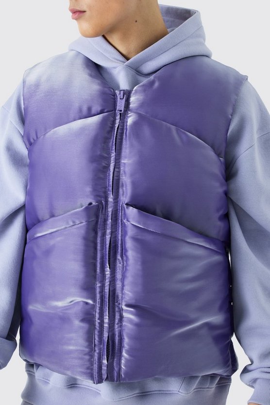 Gepolsterte Metallic Nylon-Weste