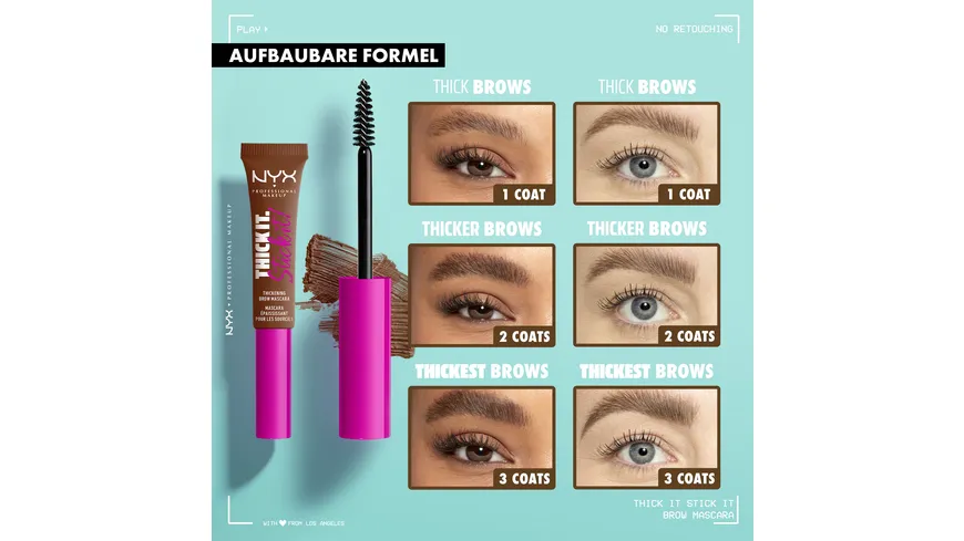 NYX PROFESSIONAL MAKEUP Brow Mascara Thick it Stick it! 7 ml 06 - Brunette