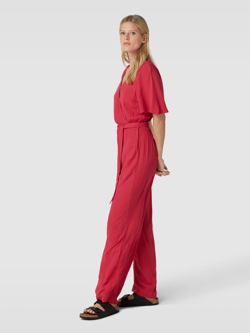 Jumpsuit mit V-Ausschnitt Modell 'Marrakech' in kirschrot