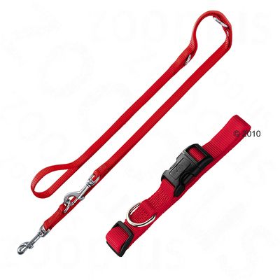 HUNTER Set: Halsband Ecco Sport + Hundeleine, rot