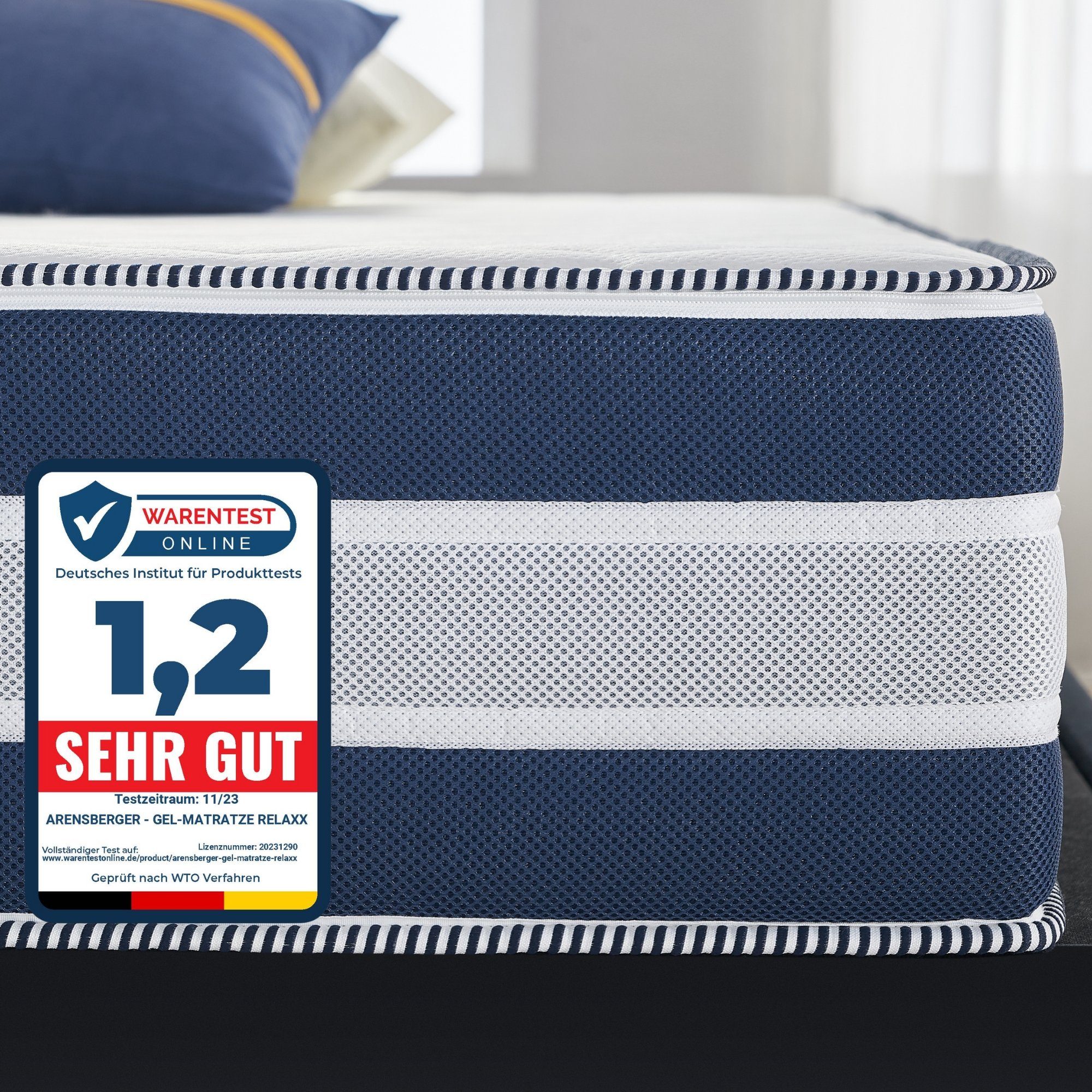 Kaltschaummatratze Arensberger Kaltschaum Gel Matratze RELAXX, 25cm Höhe, Arensberger, 25 cm hoch, (90 x 200cm), 7 Zonen; 25cm Höhe; H2/H3 Härtegrad - Wendbar, 3D Memory Foam