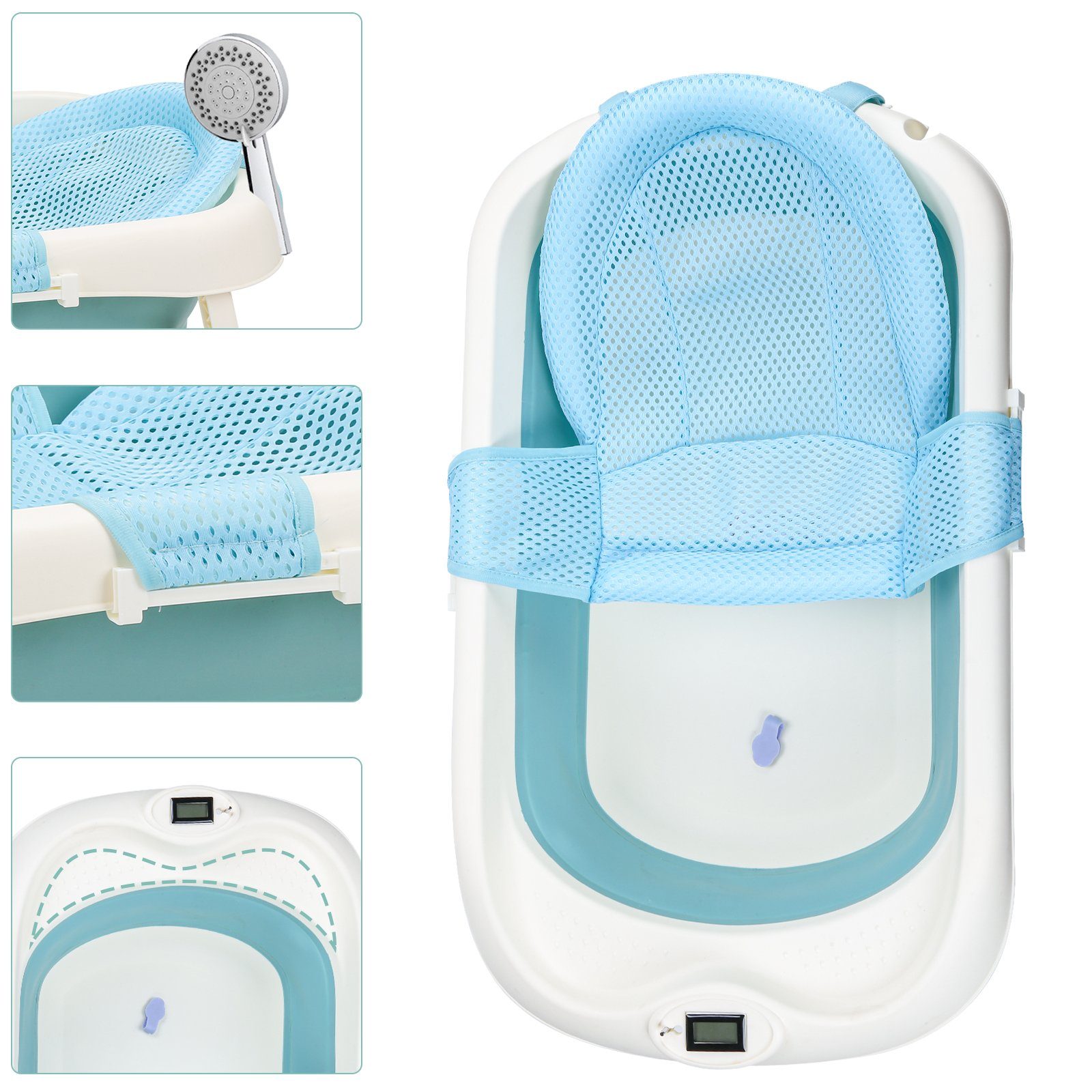 Yakimz Babybadewanne Baby Badewanne Tragbare Faltbare mit Sicherheitsnetz Grün Babywanne