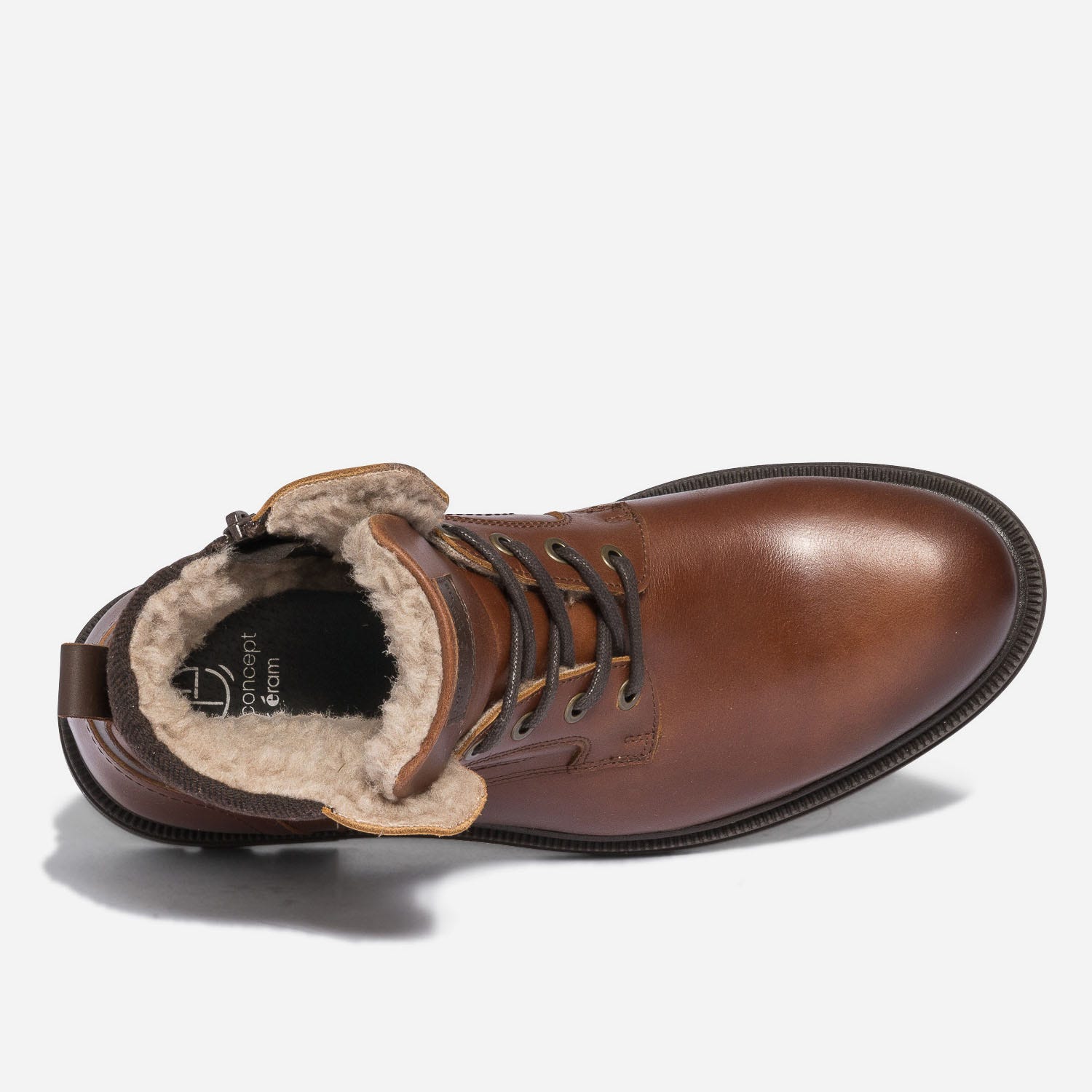 Bottine fourrée marron éco-conçu en cuir