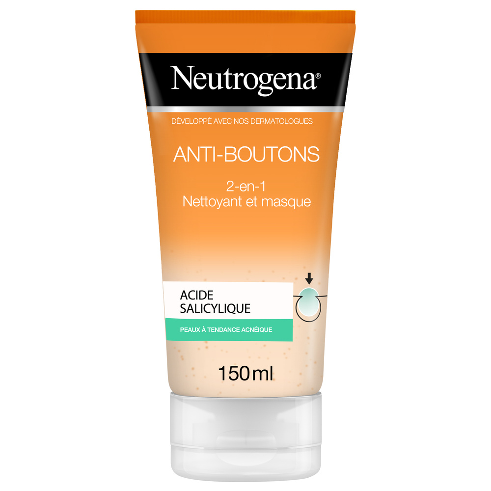 neutrogena Anti-boutons 2-en-1 oyant et Masque – peaux à tendance acnéique, 150 ml Anti-acnéique