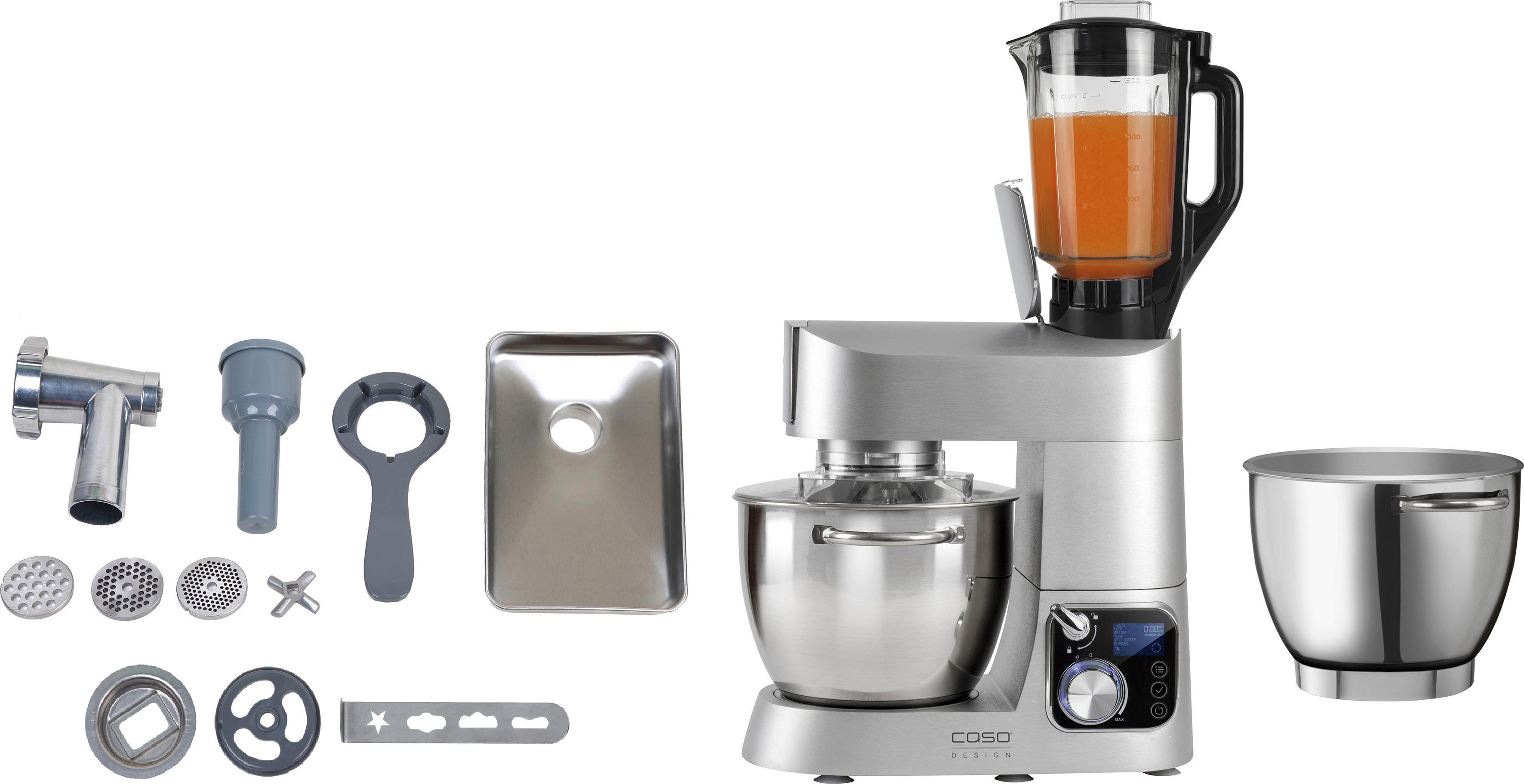 Caso Küchenmaschine CASO KM 1200 Chef, 1200 W, 6 l Schüssel, inkl. Fleischwolfvorsatz und 2. Edelstahlschüssel.