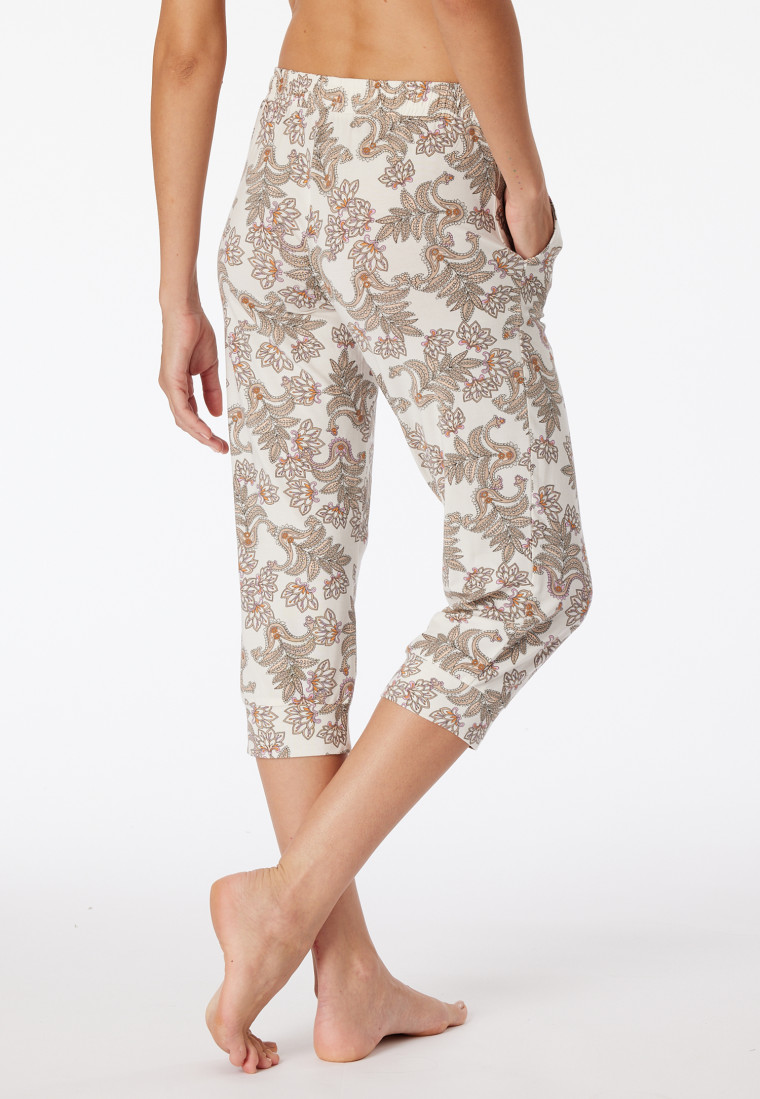 Loungehose 3/4-lang Modal Paisley creme - Mix+Relax