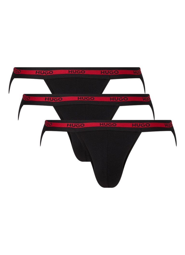 Lot de 3 slips jockstrap HUGO BOSS en coton bio avec ceinture logotée