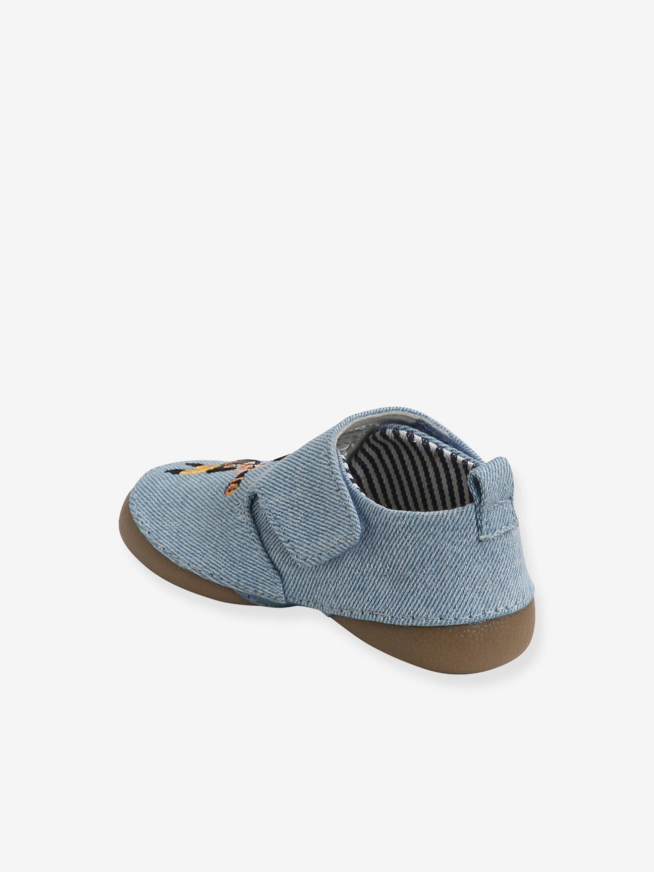Chaussons scratchés bébé garçon en toile denim denim