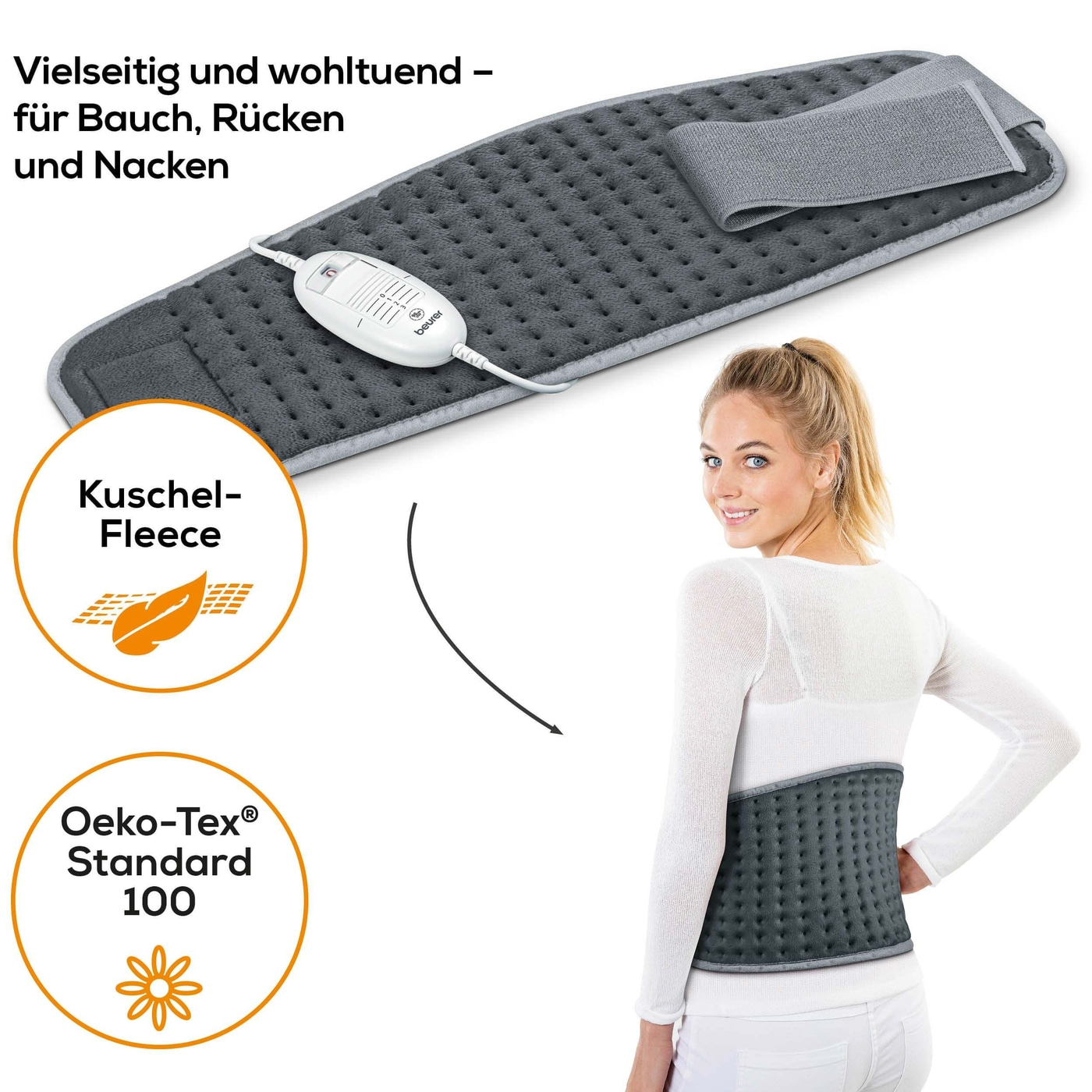 Beurer Bauch-/Rücken-Heizkissen HK 49 Cosy-Angenehmer Tragekomfort und leichtes Fixieren