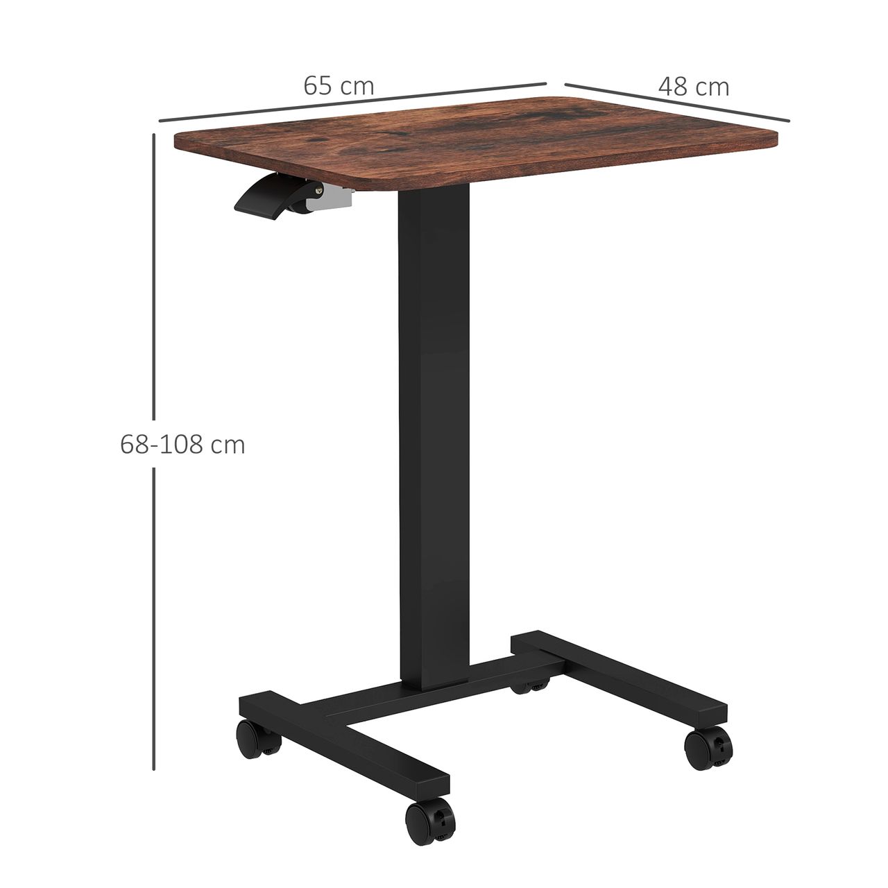Vinsetto Computertisch Höhenverstellbar, Steh-Sitz Laptoptisch mit Rollen