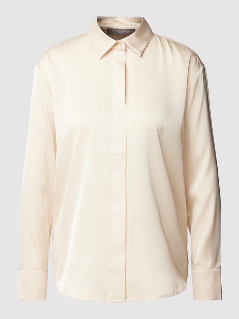 Bluse in Satin-Optik mit verdeckter Knopfleiste in sand