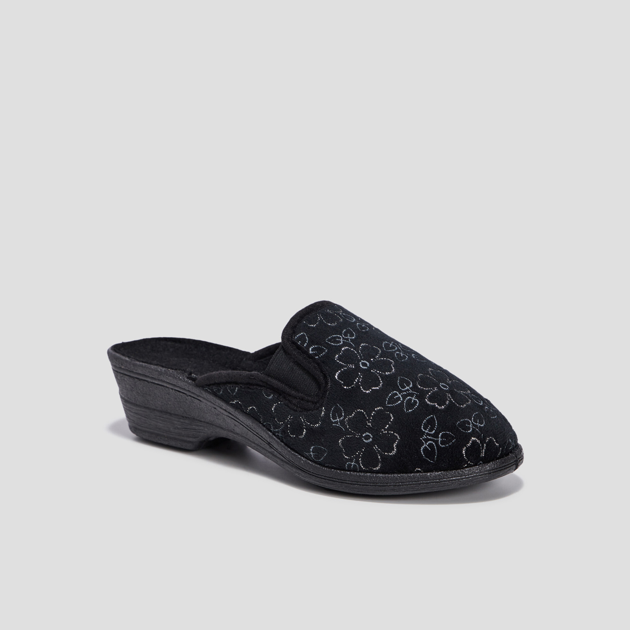 Chaussons mules compensés noir femme | La Halle
