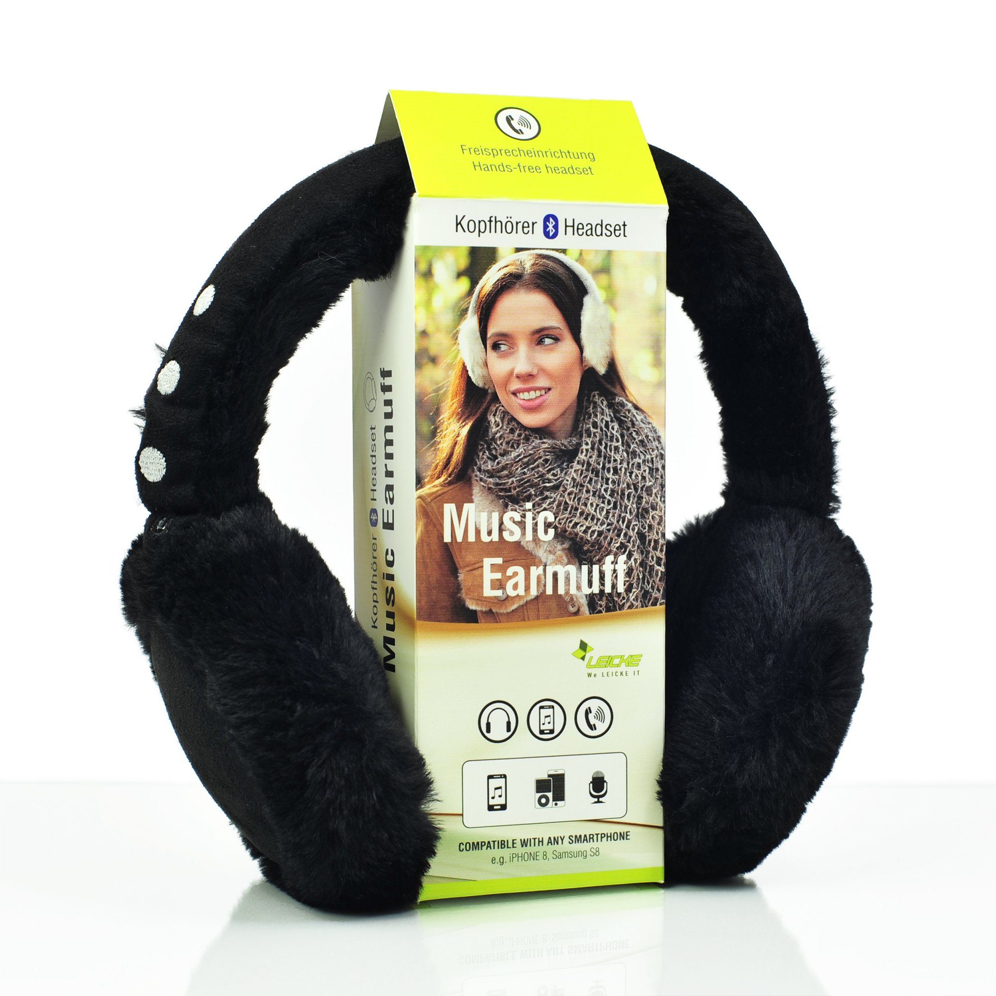 Leicke Bluetooth Musik Ohrenschützer-Kopfhörer Damen, Winter Ohrenwärmer, TÜV Bluetooth-Kopfhörer (Freisprechfunktion, Siri, Google Assistant, Bluetooth, Ohrwärmer)
