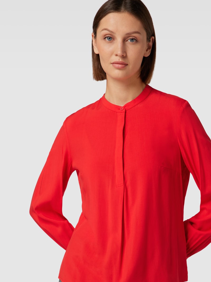 Bluse aus Viskose mit Maokragen in rot