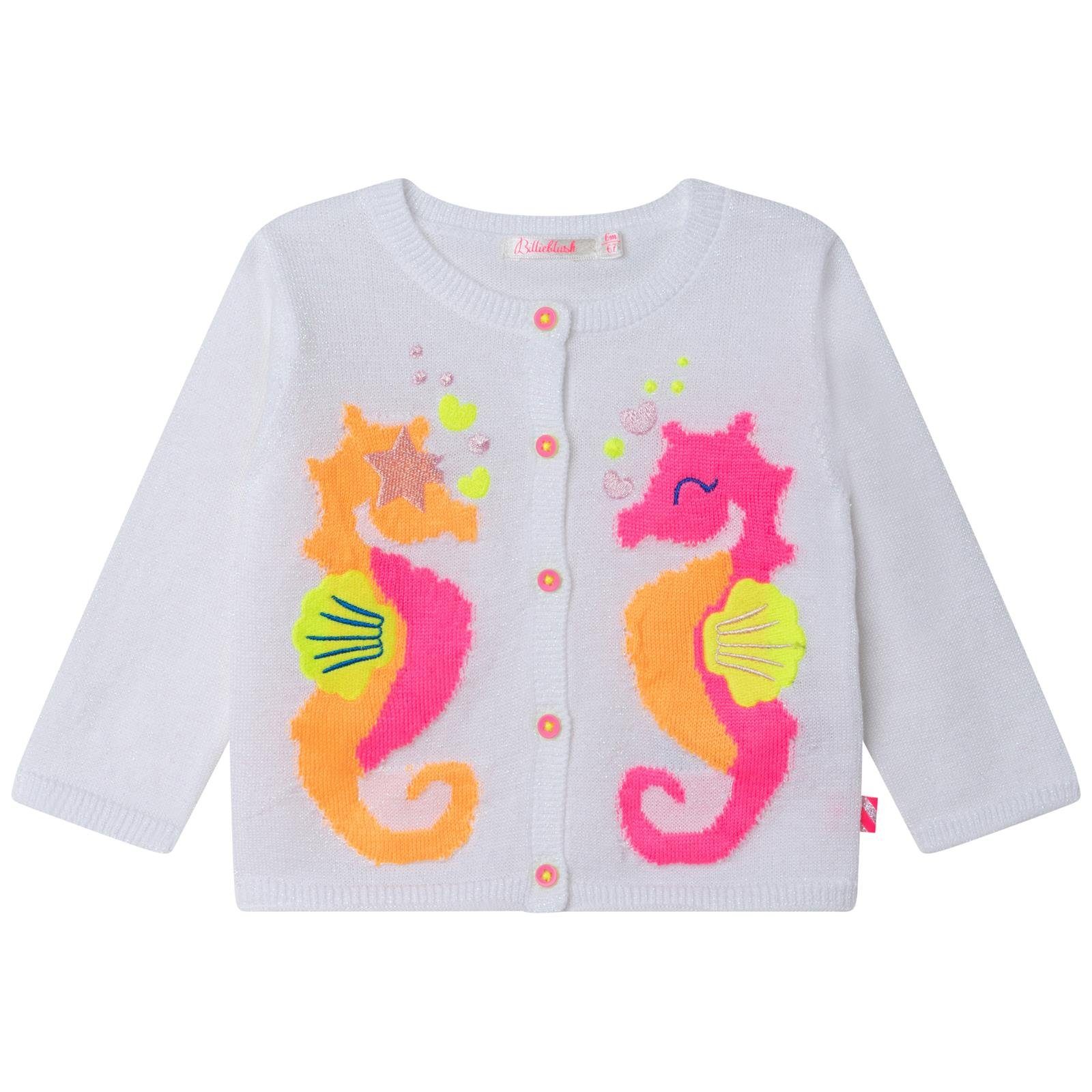 Billieblush Strickjacke Billieblush weiße Baby Strickjacke Cardigan Seepferdchen