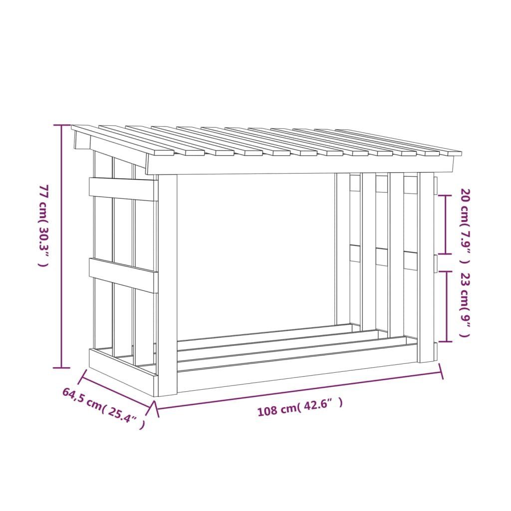 vidaXL Kaminholzregal Kaminholzregal 108x64,5x77 cm Massivholz Kiefer, BxTxH:108x64.5x77 cm