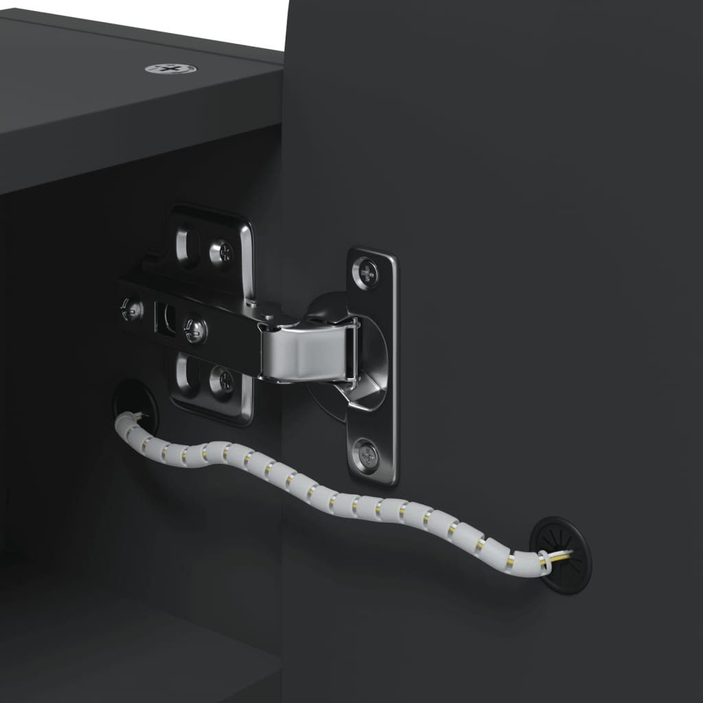 vidaXL Badezimmerspiegelschrank Spiegelschrank mit LED-Beleuchtung Gewölbt Schwarz 42x13x70 cm (1-St)