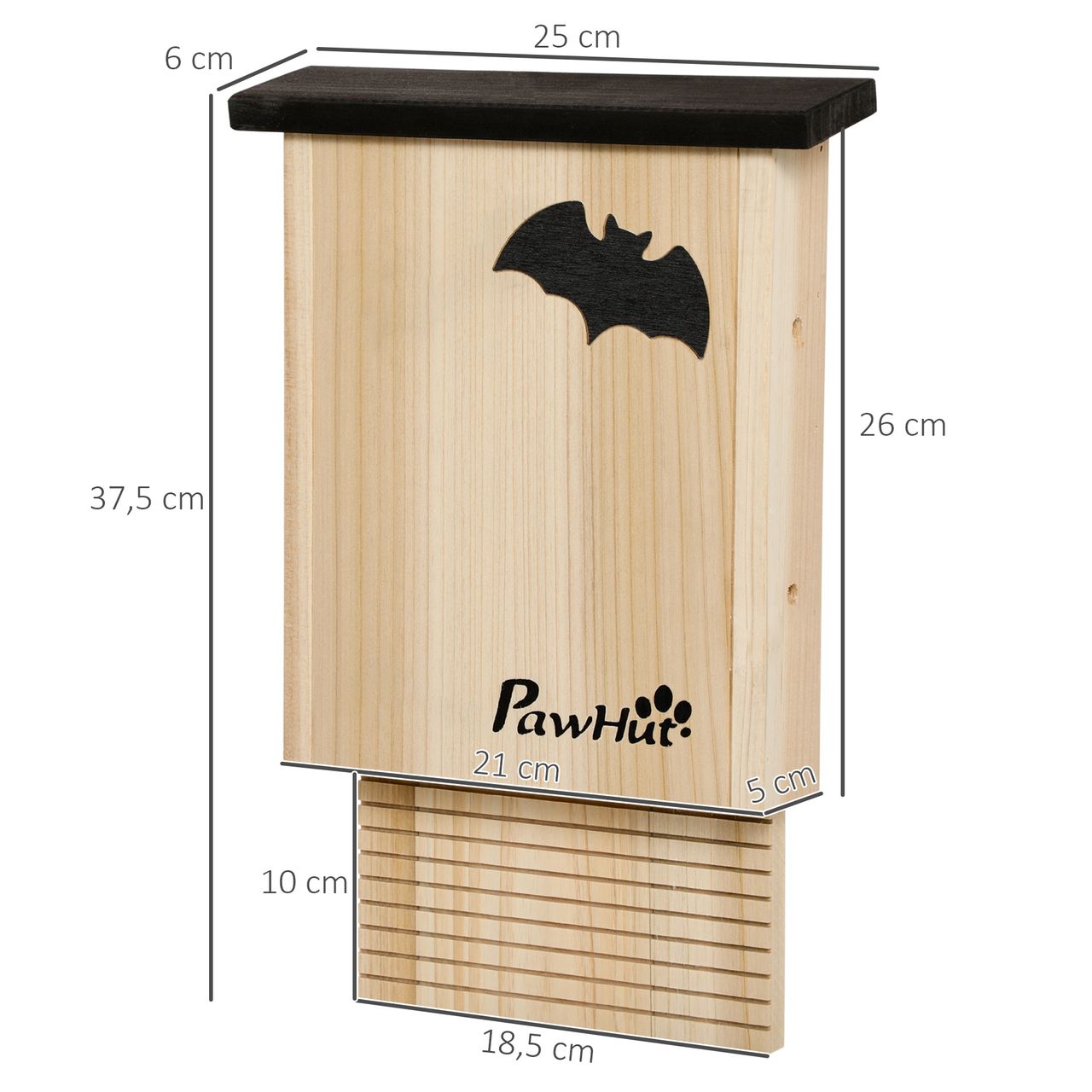 PawHut Fledermauskasten 3er-Set, Fledermaushaus Nistkasten für Fledermäuse, Holz