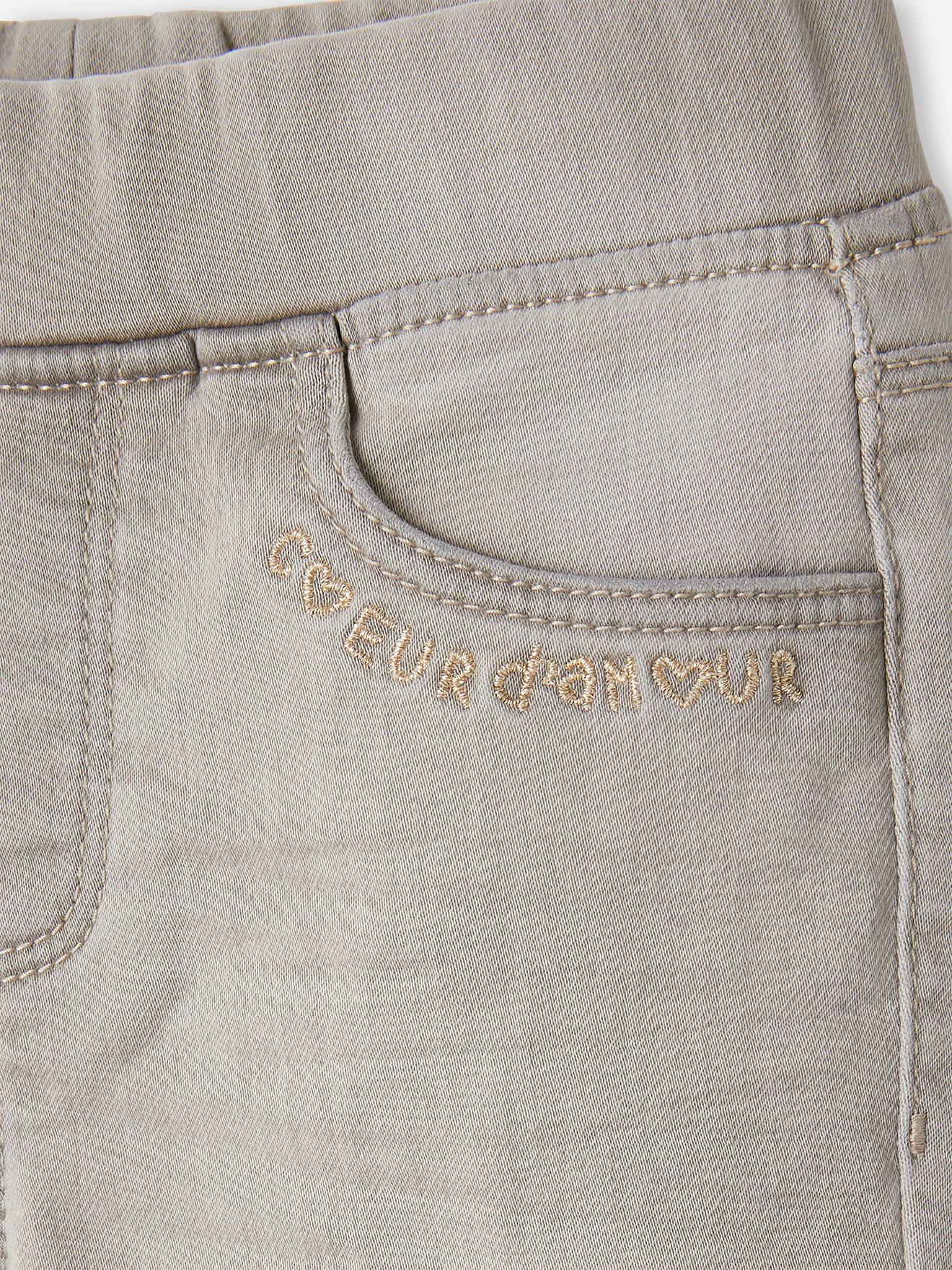 Tregging brodé en molleton effet denim fille denim gris