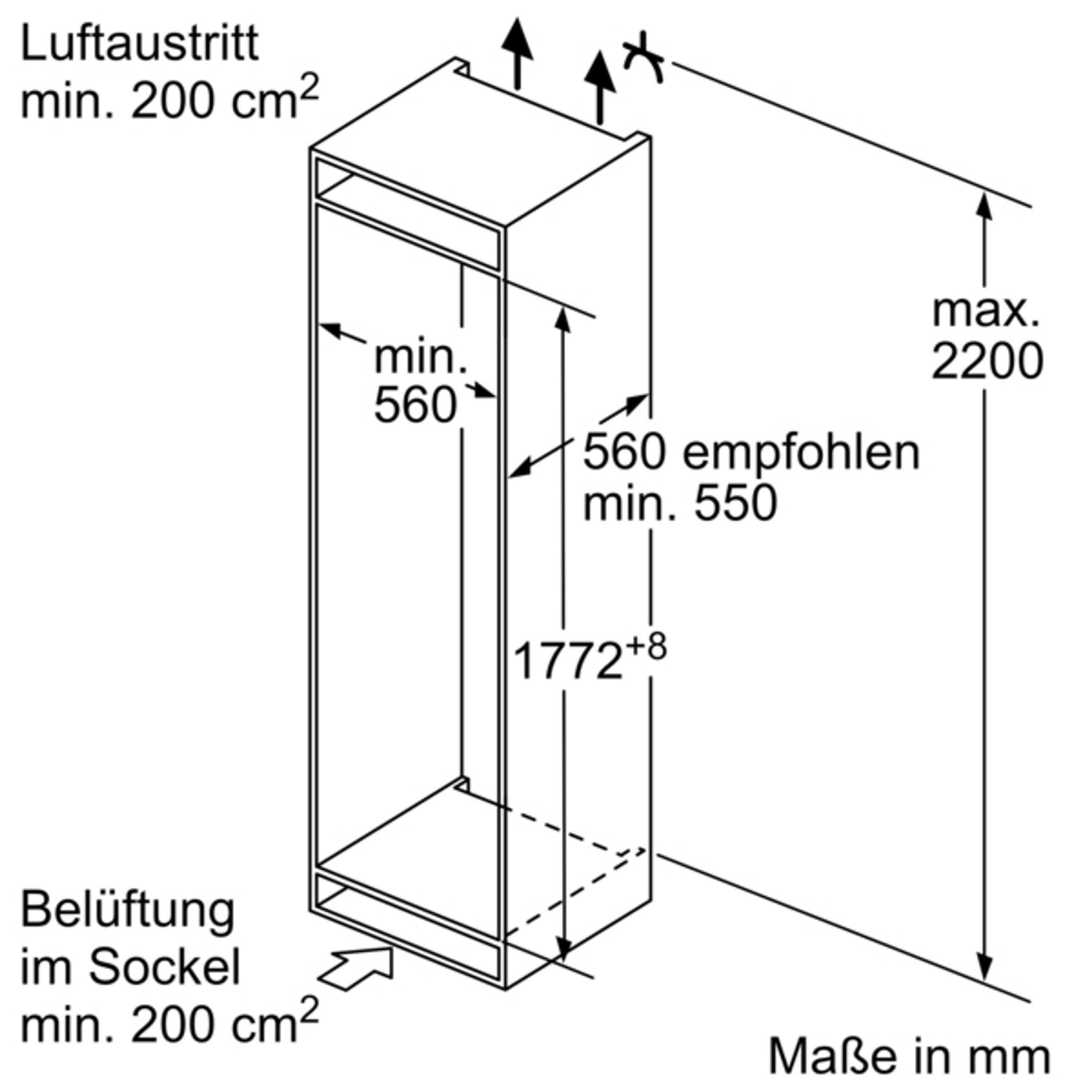 SIEMENS Einbaukühlgefrierkombination KI87VVFE1, 177.2 cm hoch, 54.1 cm breit, hyperFresh, lowFrost, Flaschenrost