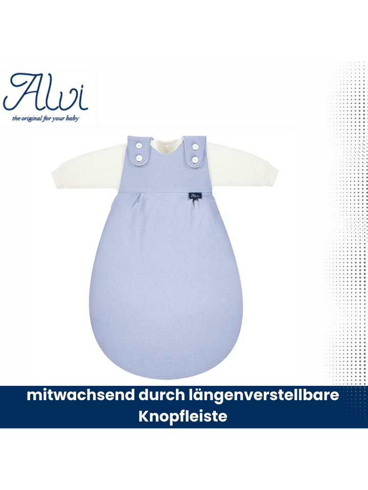 Alvi 4-Season Mull-Schlafsack Baby Mäxchen 2tlg. Exklusiv in Blaugrau günstig kaufen