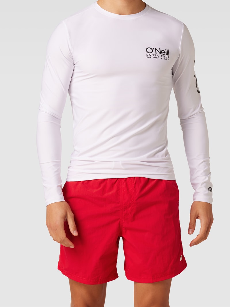 Badehose mit Label-Stitching Modell 'Vert' in rot