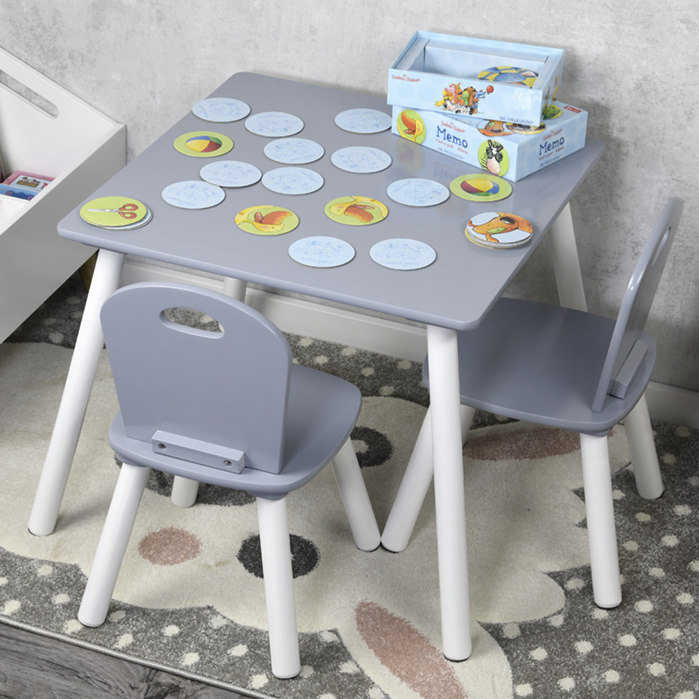 Kesper Kindertisch mit 2 Stühlen, grau - 3er Set