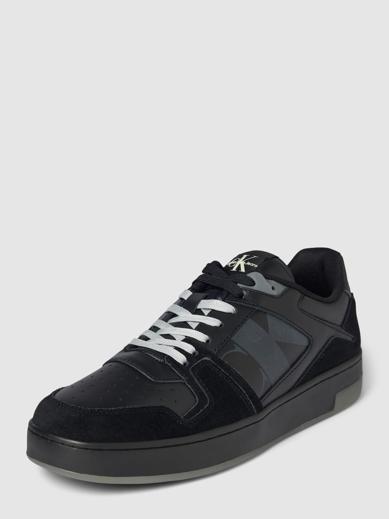 Sneaker aus Leder mit Label-Detail in black
