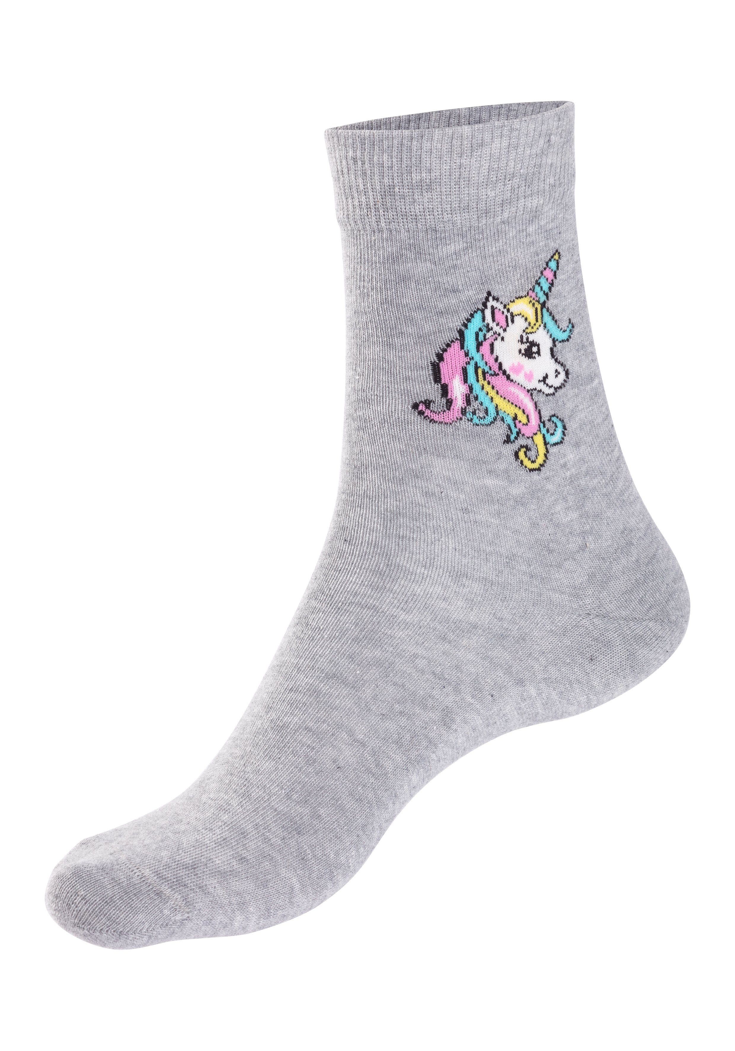 H.I.S Basicsocken (4-Paar) mit Einhorn Motiven