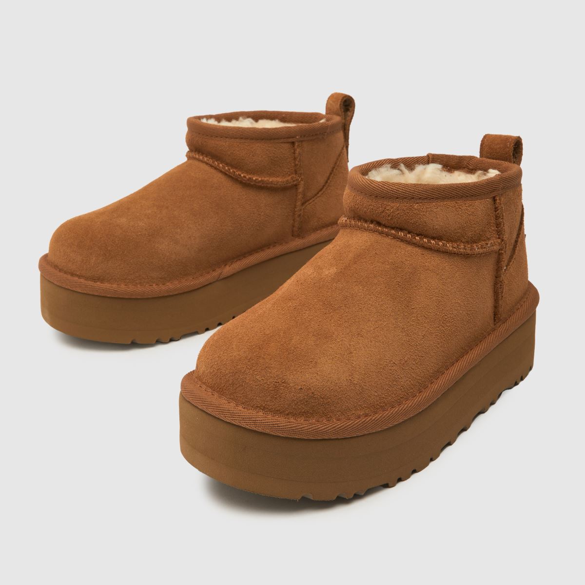 UGG kastanjfärgade klassiska ultra mini-plattformsstövlar för juniorer
