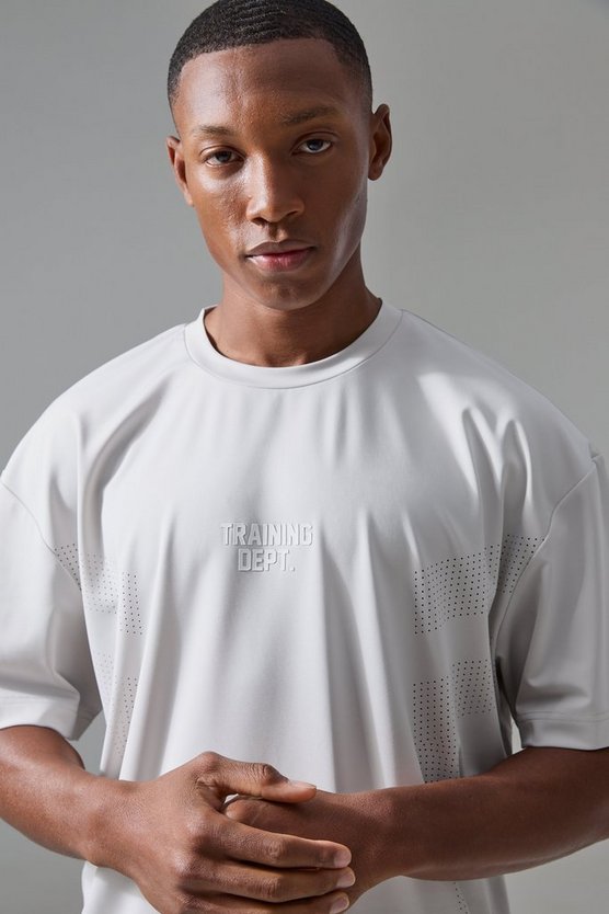 Perforiertes Oversize T-Shirt mit Active Training Dept Print